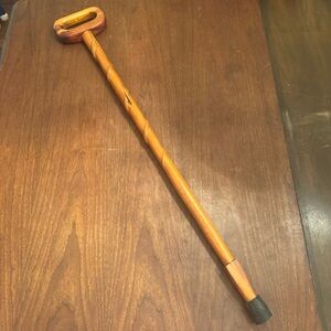 Wooden Hand carved Spiral Closed Loop Handle Walking Stick Cane
